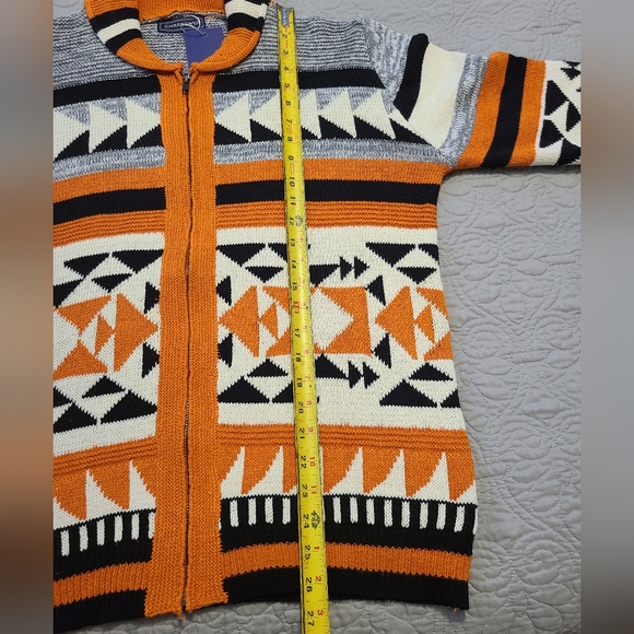 Aztec Zip Sweater Cardigan Medium - Picture 14 of 15